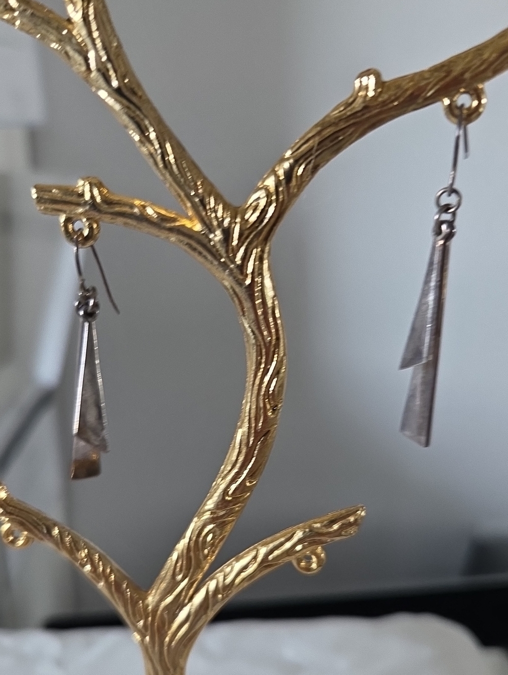 Silver Triangular Dangle Earrings - Women Jewelry